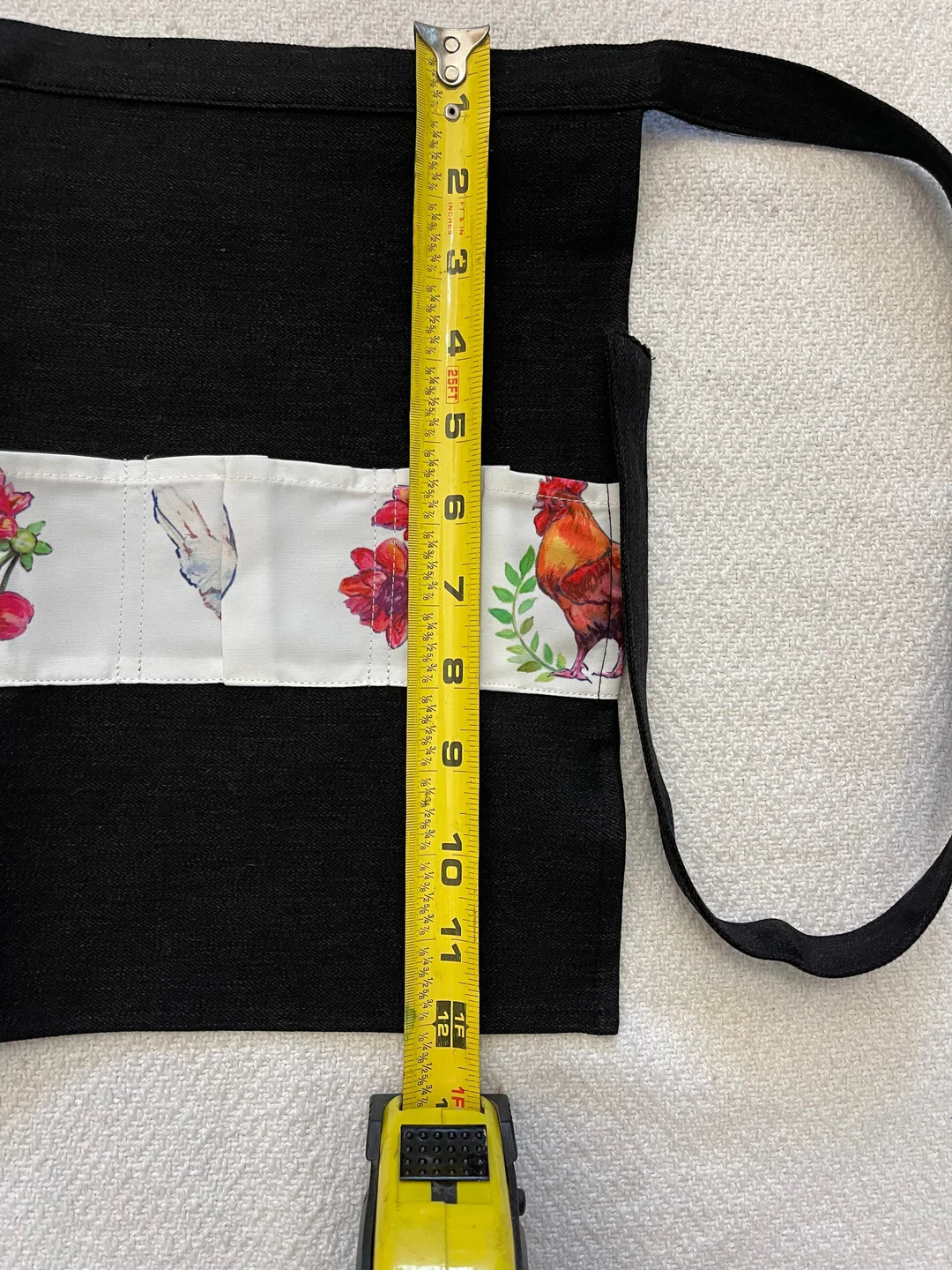 Black Denim Egg Apron with Chicken Print Pockets - 14 Pockets Hand Sewn! - Image 8