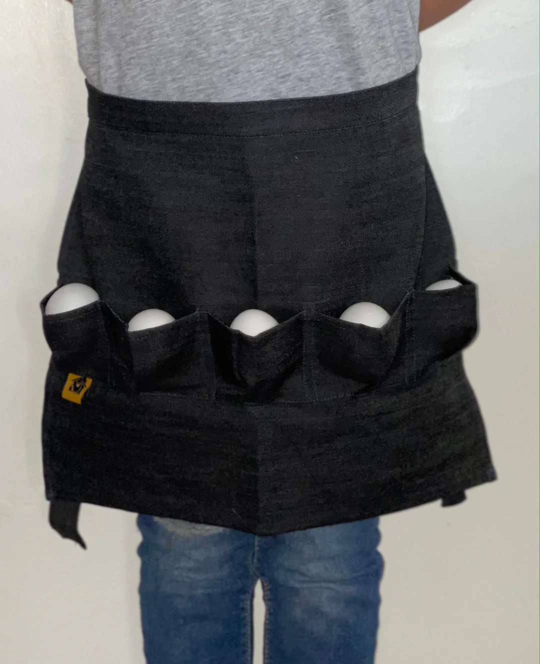 Egg Waist Apron Black Heavy Denim - Image 6