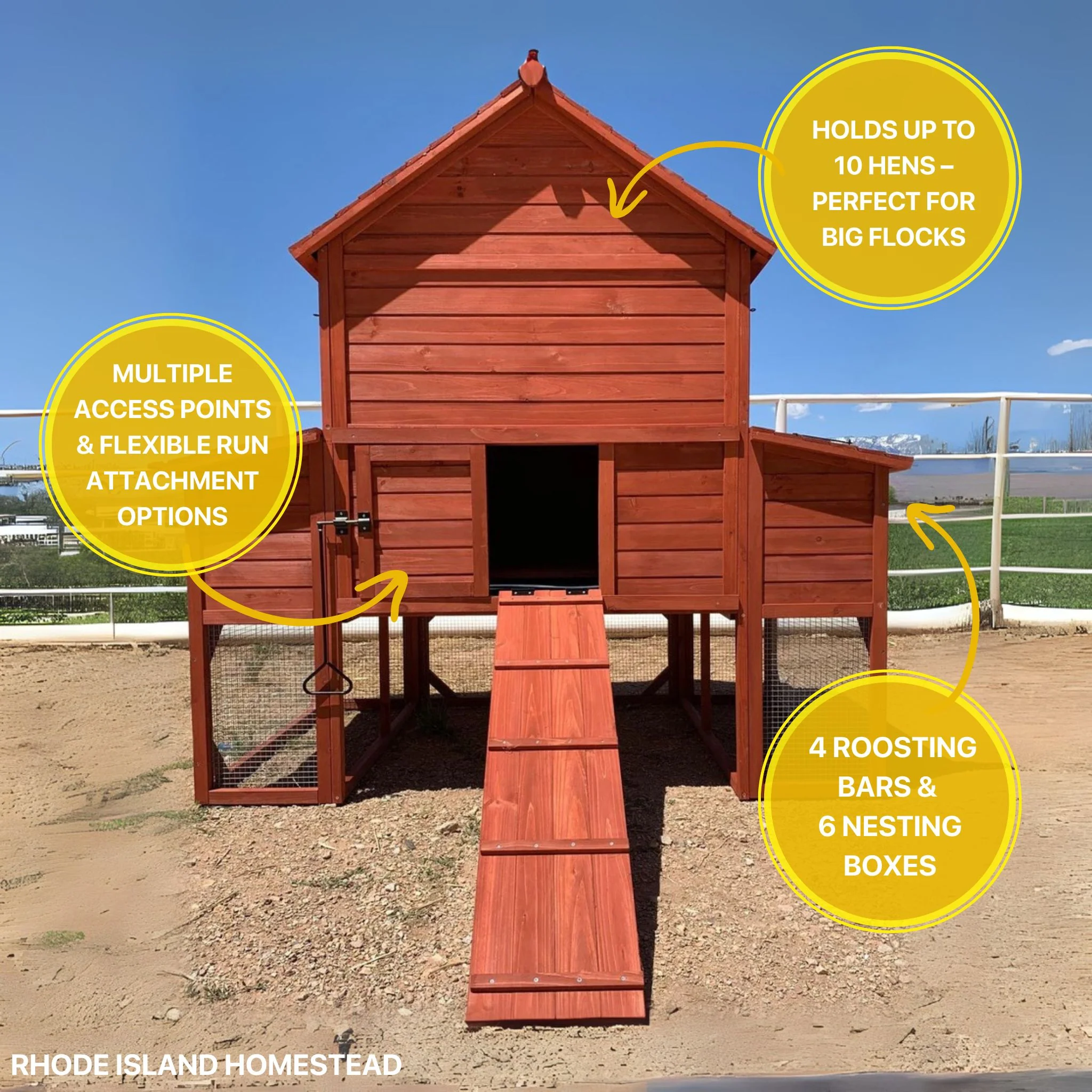 Chicken Coop for 10 Chickens – Rhode Island Homestead Coop with Run Extension Options - Image 9